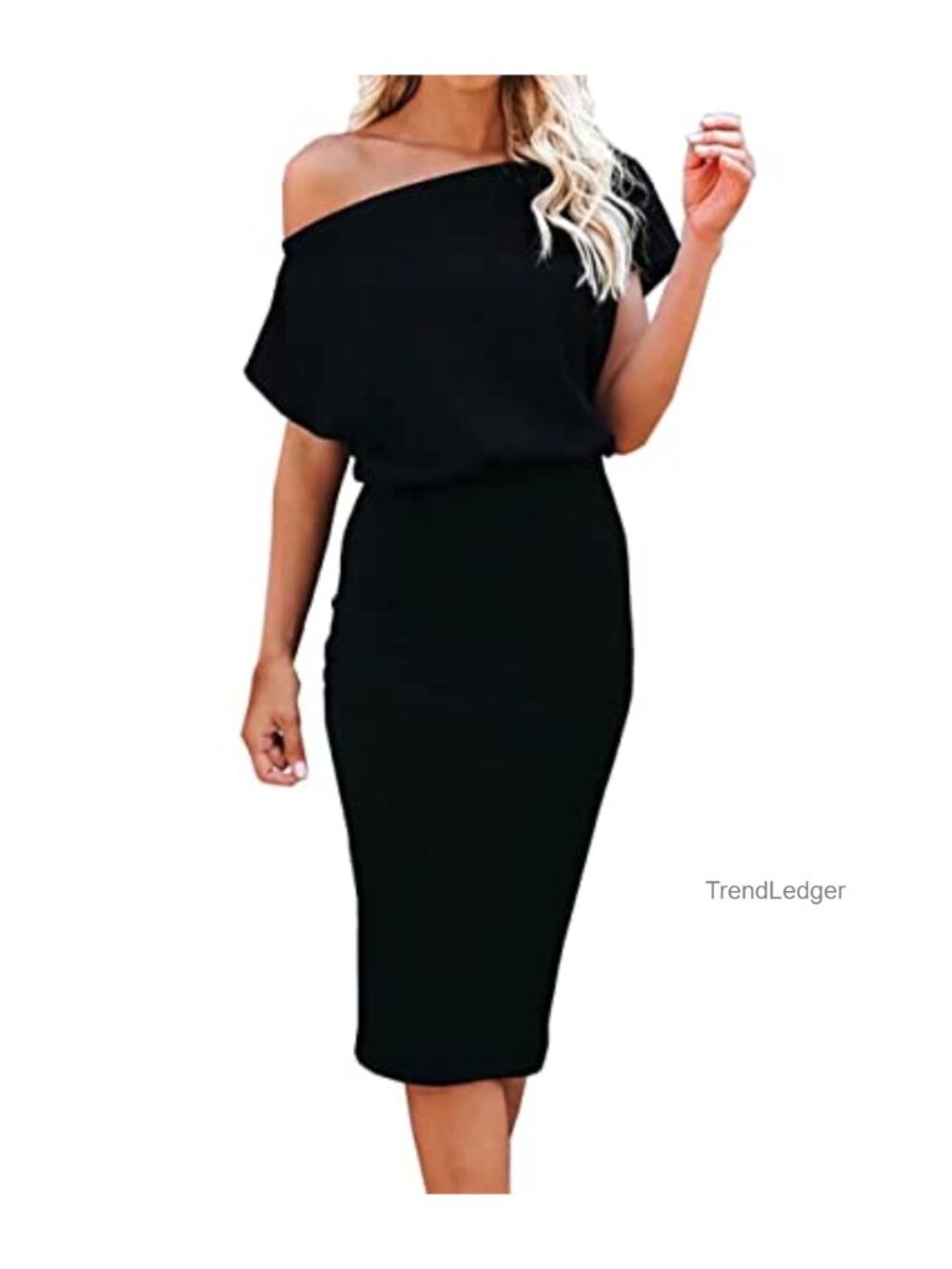 Ribbed Knit Off Shoulder Bodycon Midi Dress Casual Party